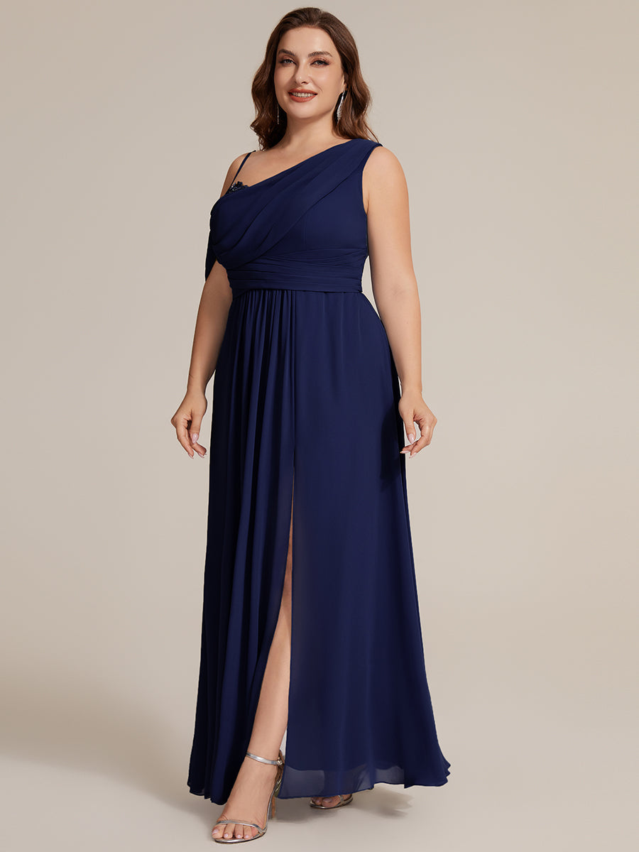 ever ERIKA|Thigh-High Slit Chiffon Dropped shoulders Bridesmaid Dress