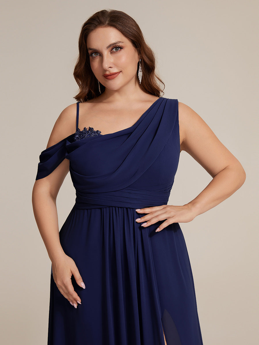 ever ERIKA|Thigh-High Slit Chiffon Dropped shoulders Bridesmaid Dress