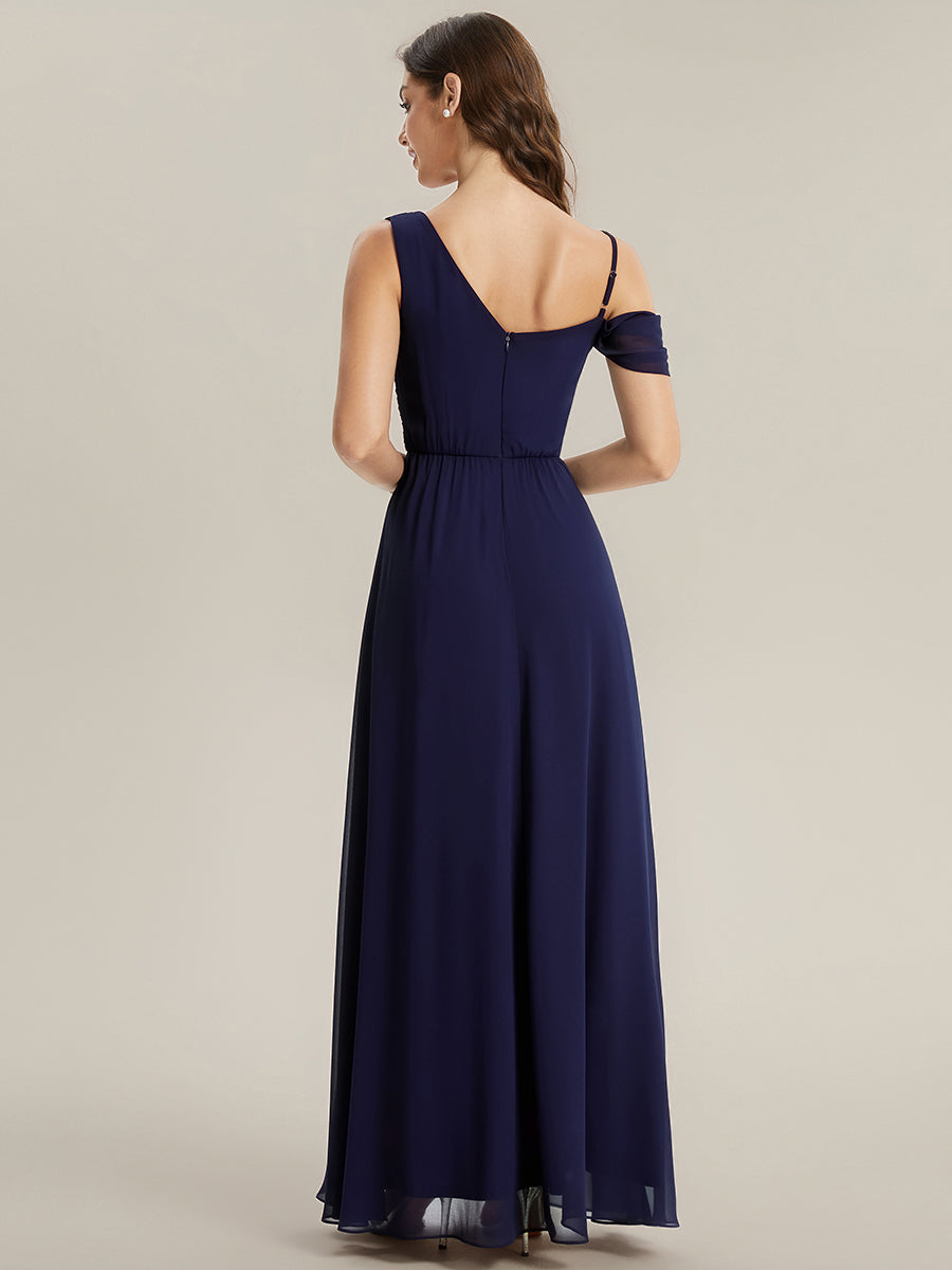 ever ERIKA|Thigh-High Slit Chiffon Dropped shoulders Bridesmaid Dress