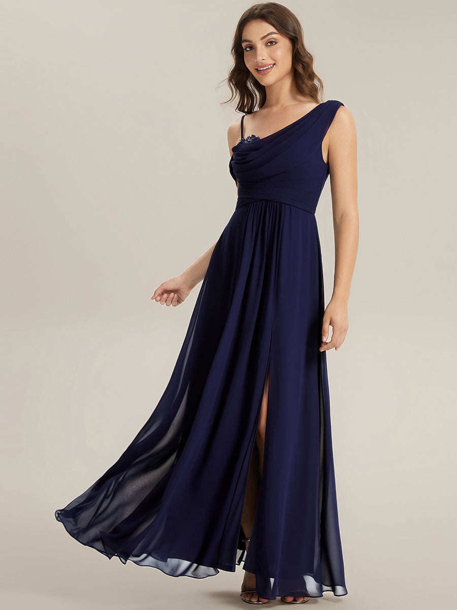 ever ERIKA|Thigh-High Slit Chiffon Dropped shoulders Bridesmaid Dress