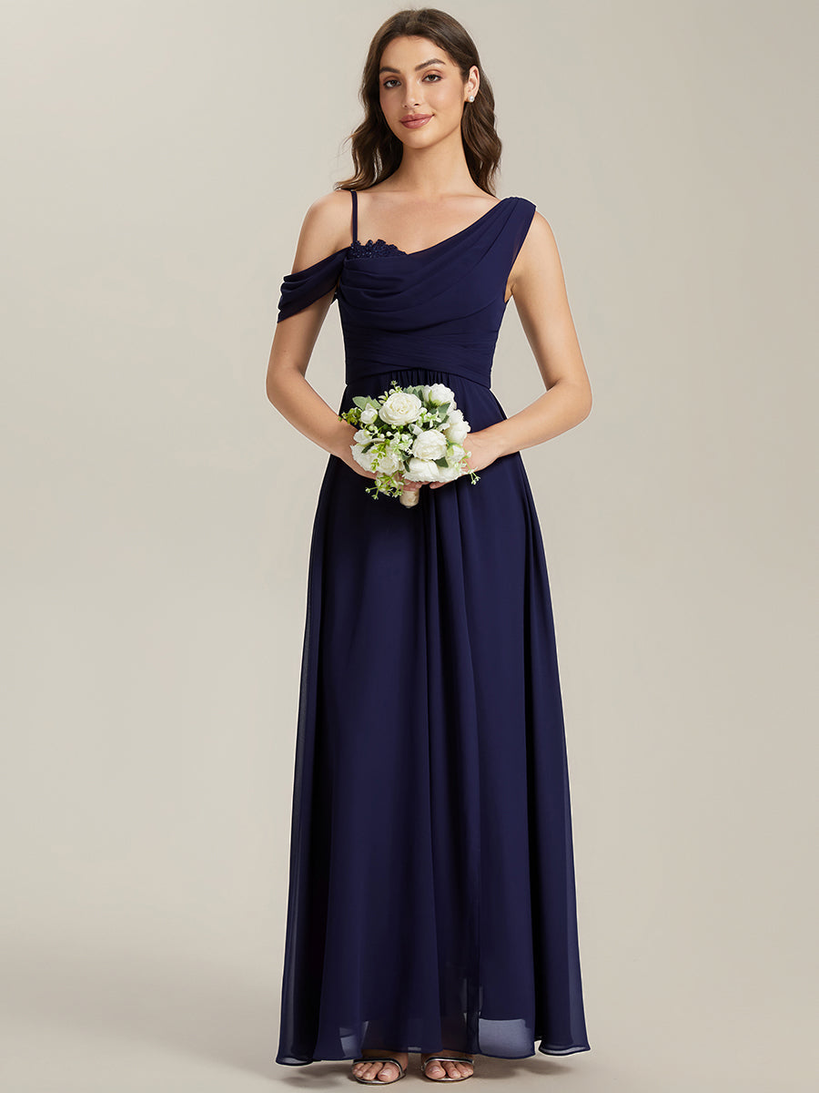 ever ERIKA|Thigh-High Slit Chiffon Dropped shoulders Bridesmaid Dress
