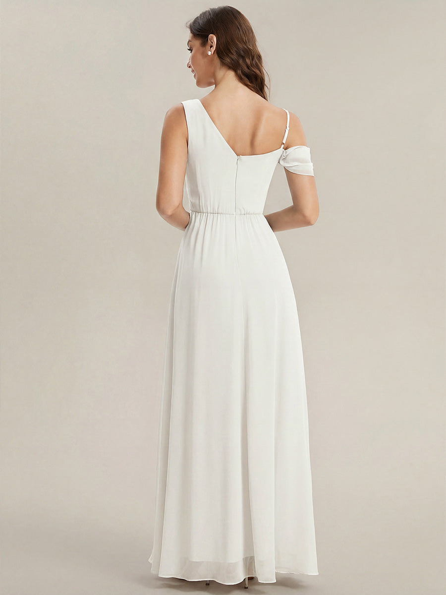 ever ERIKA|Thigh-High Slit Chiffon Dropped shoulders Bridesmaid Dress