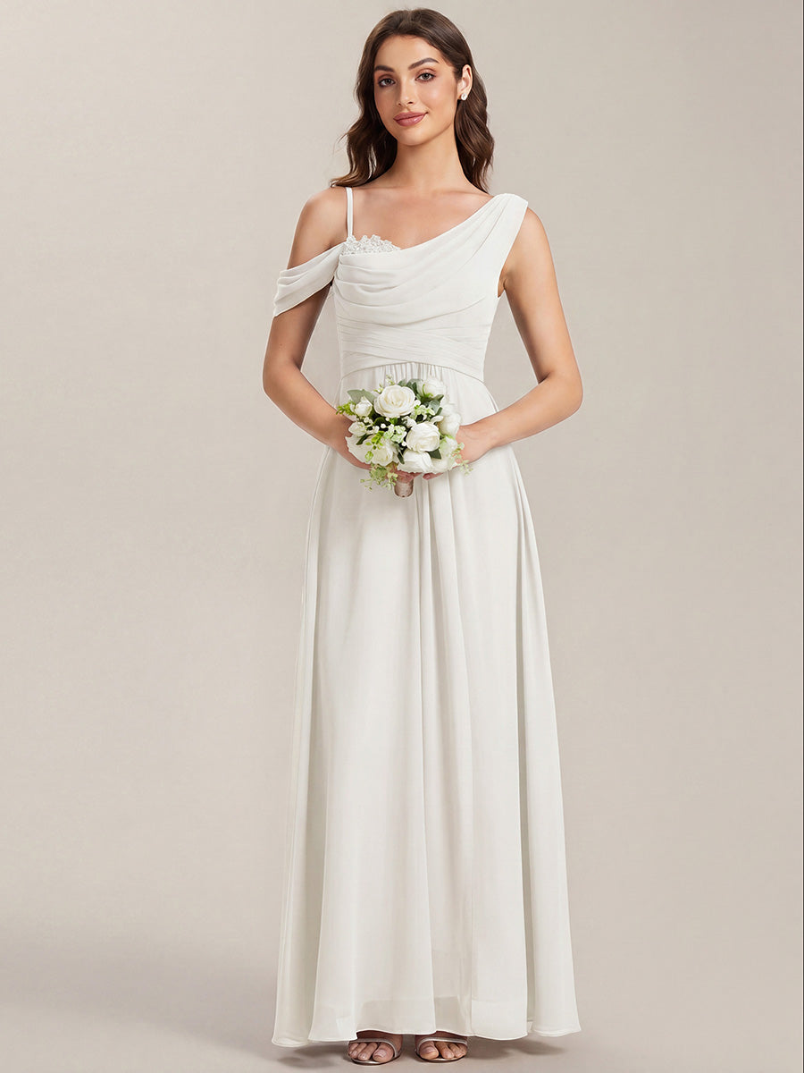 ever ERIKA|Thigh-High Slit Chiffon Dropped shoulders Bridesmaid Dress