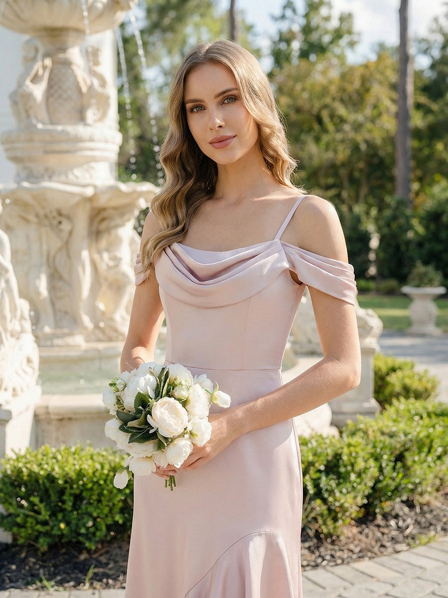 ever BREE|Satin Spaghetti strap Sleeve Mermaid Bridesmaid Dress