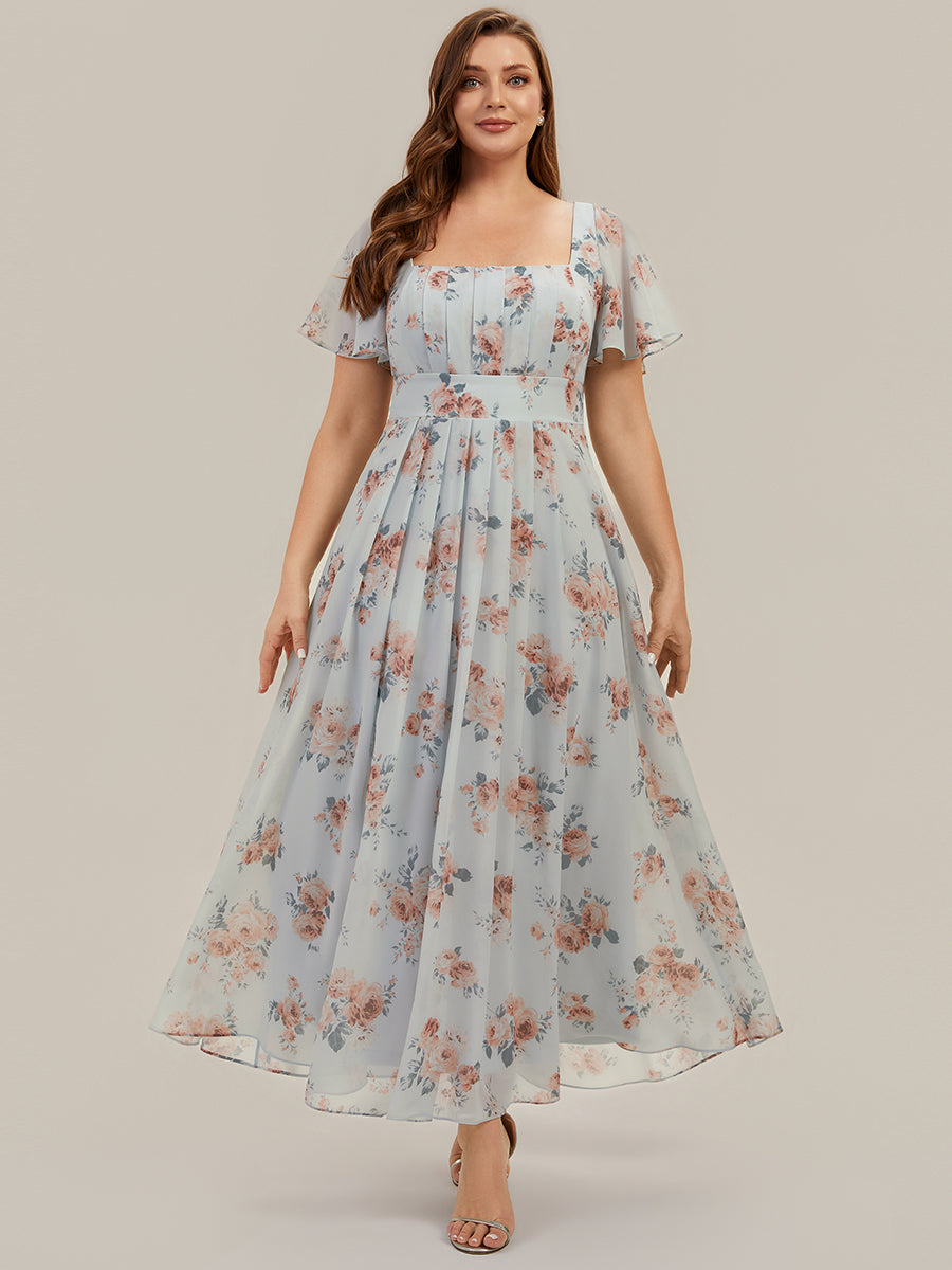 ever AVIEL|Ruched Chiffon Ruffle Sleeve Bridesmaid Dress