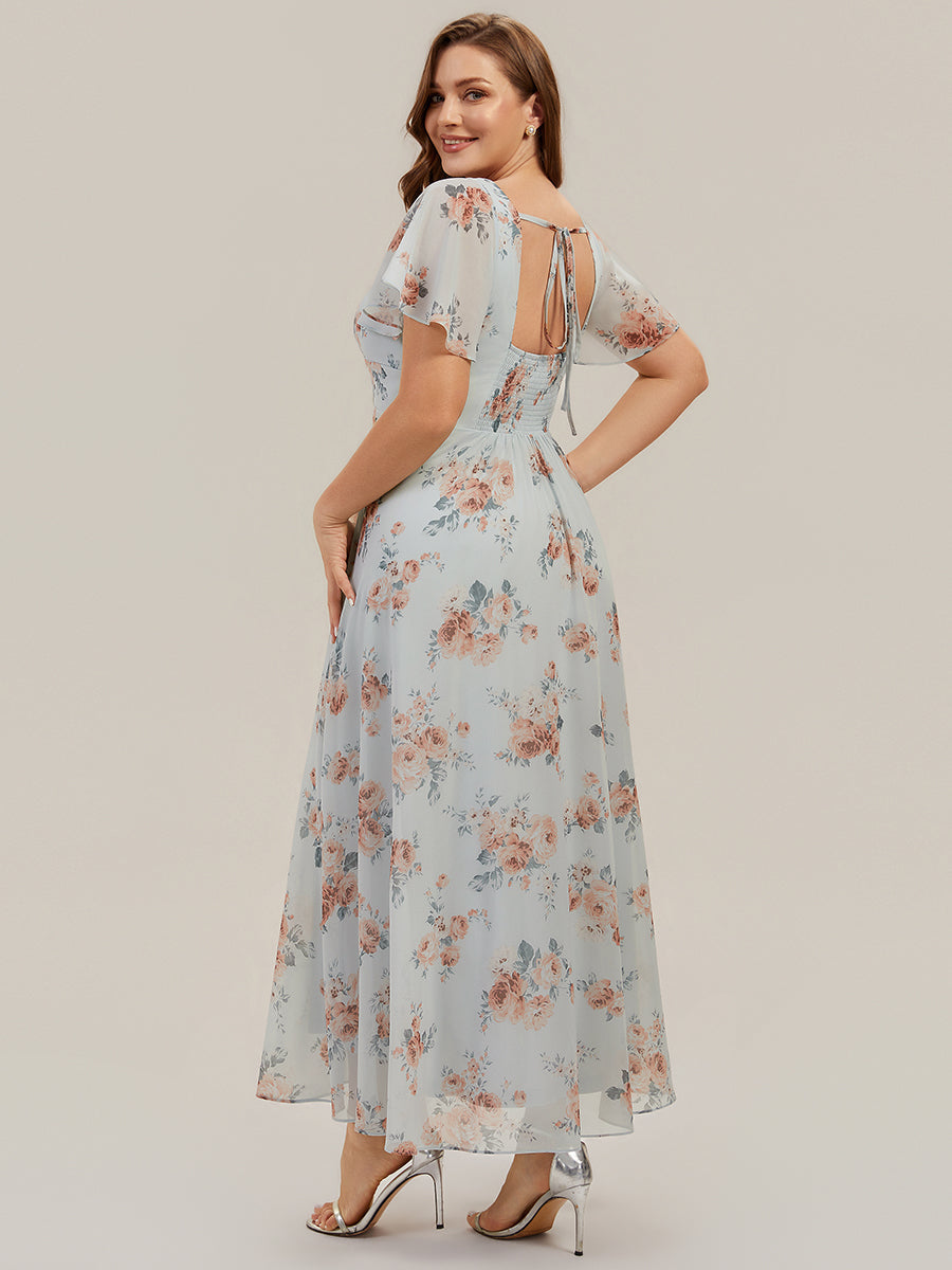 ever AVIEL|Ruched Chiffon Ruffle Sleeve Bridesmaid Dress