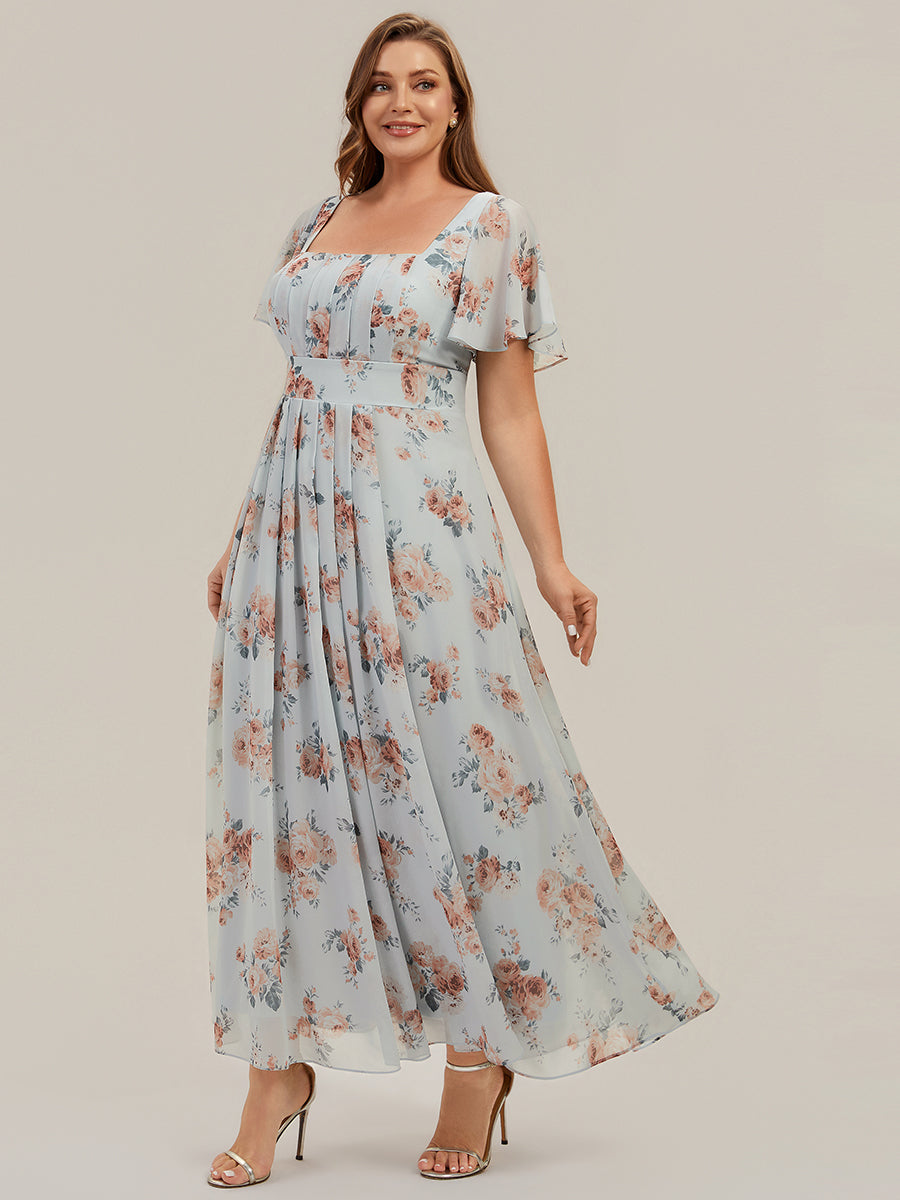 ever AVIEL|Ruched Chiffon Ruffle Sleeve Bridesmaid Dress