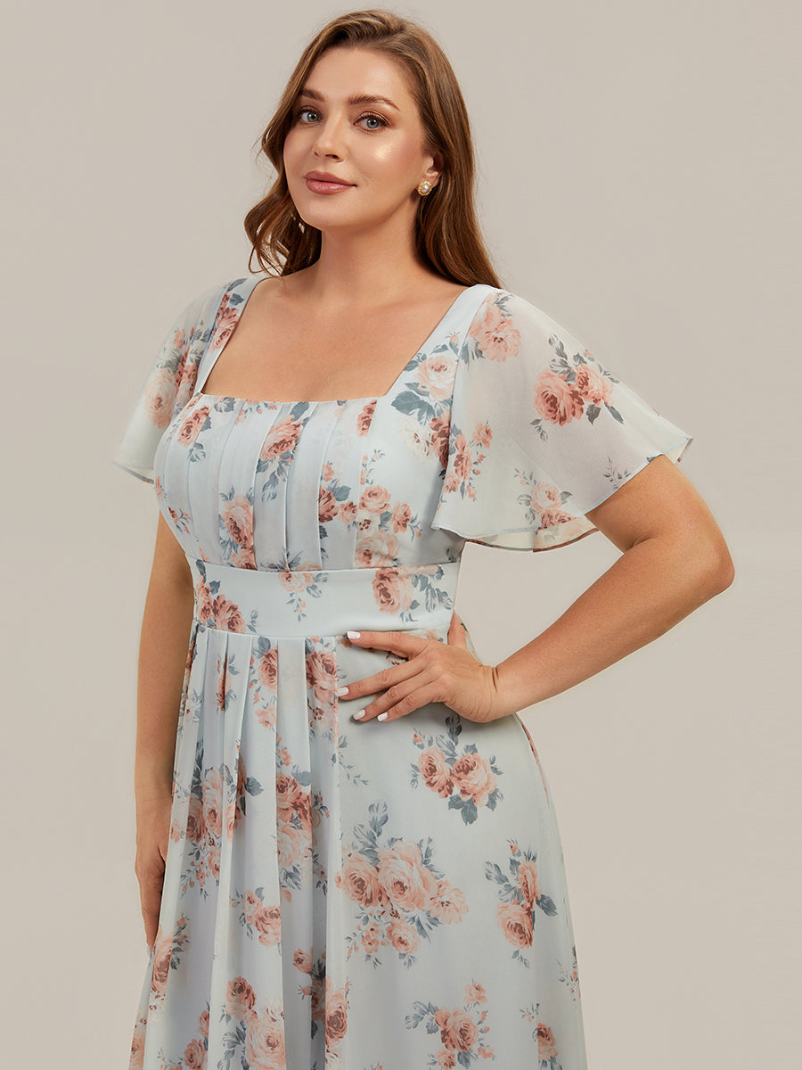 ever AVIEL|Ruched Chiffon Ruffle Sleeve Bridesmaid Dress