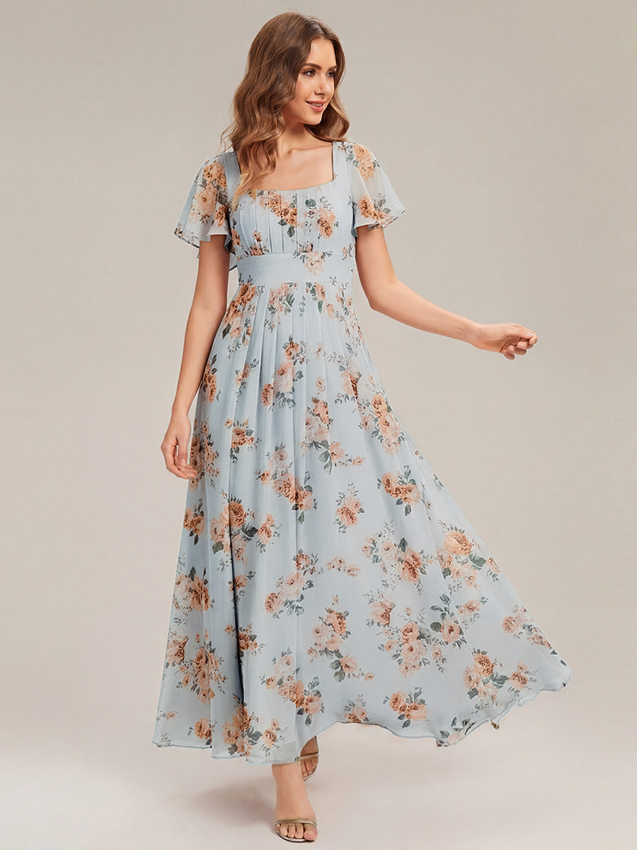 ever AVIEL|Ruched Chiffon Ruffle Sleeve Bridesmaid Dress