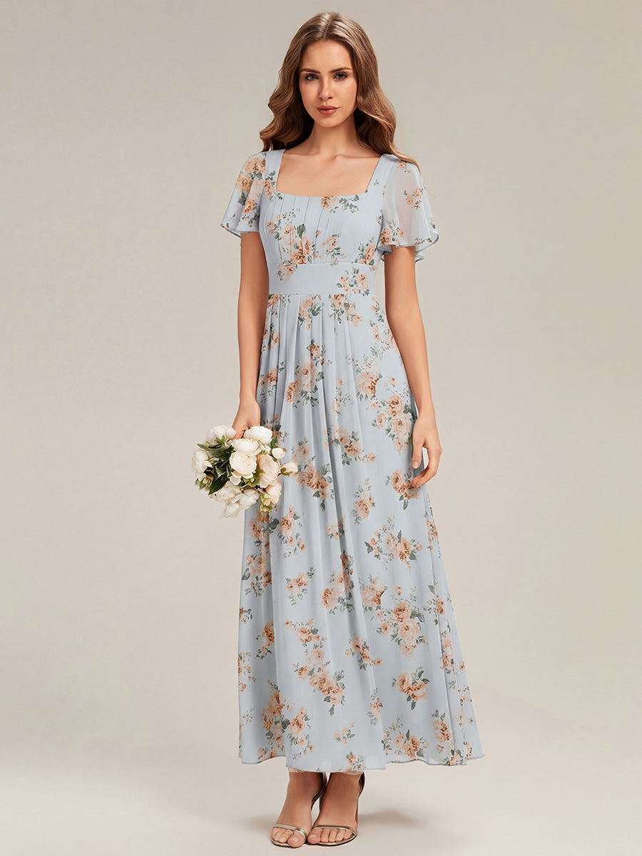 ever AVIEL|Ruched Chiffon Ruffle Sleeve Bridesmaid Dress