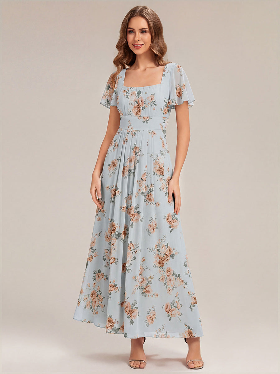ever AVIEL|Ruched Chiffon Ruffle Sleeve Bridesmaid Dress