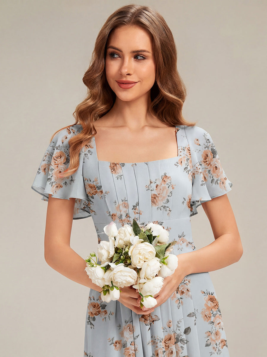 ever AVIEL|Ruched Chiffon Ruffle Sleeve Bridesmaid Dress