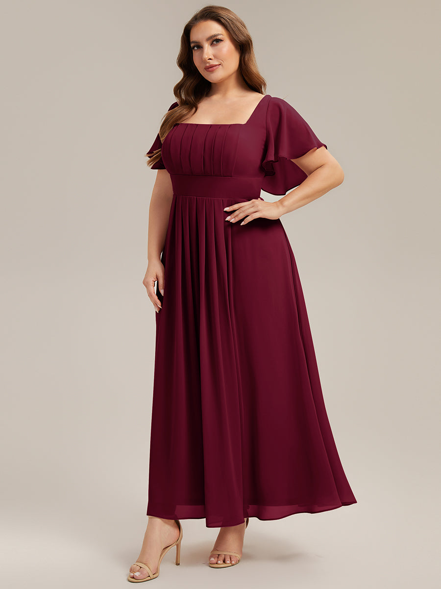 ever AVIEL|Ruched Chiffon Ruffle Sleeve Bridesmaid Dress