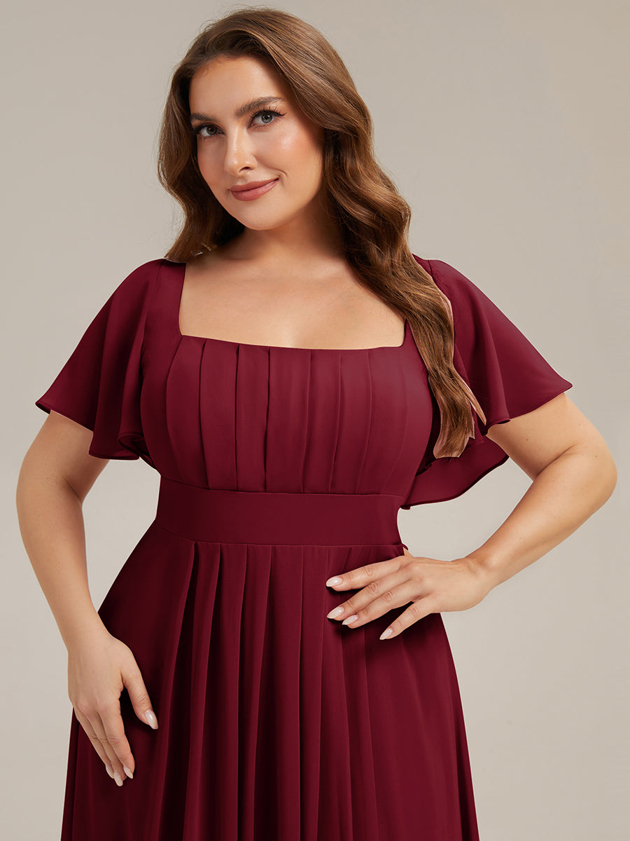 ever AVIEL|Ruched Chiffon Ruffle Sleeve Bridesmaid Dress