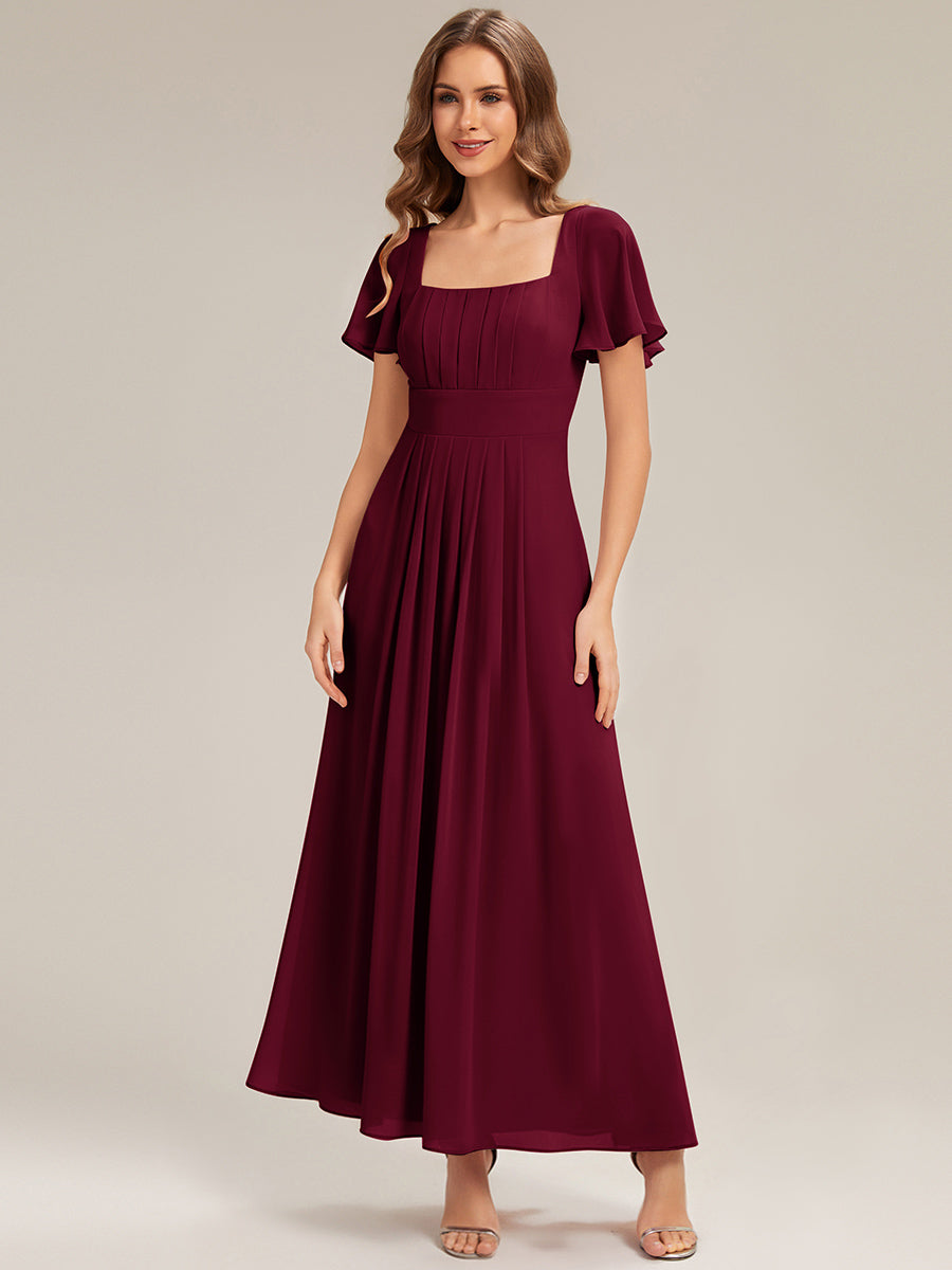 ever AVIEL|Ruched Chiffon Ruffle Sleeve Bridesmaid Dress