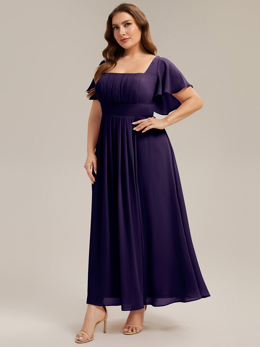 ever AVIEL|Ruched Chiffon Ruffle Sleeve Bridesmaid Dress