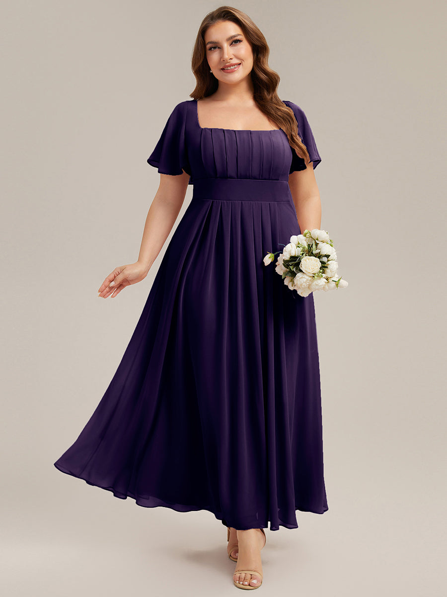 ever AVIEL|Ruched Chiffon Ruffle Sleeve Bridesmaid Dress