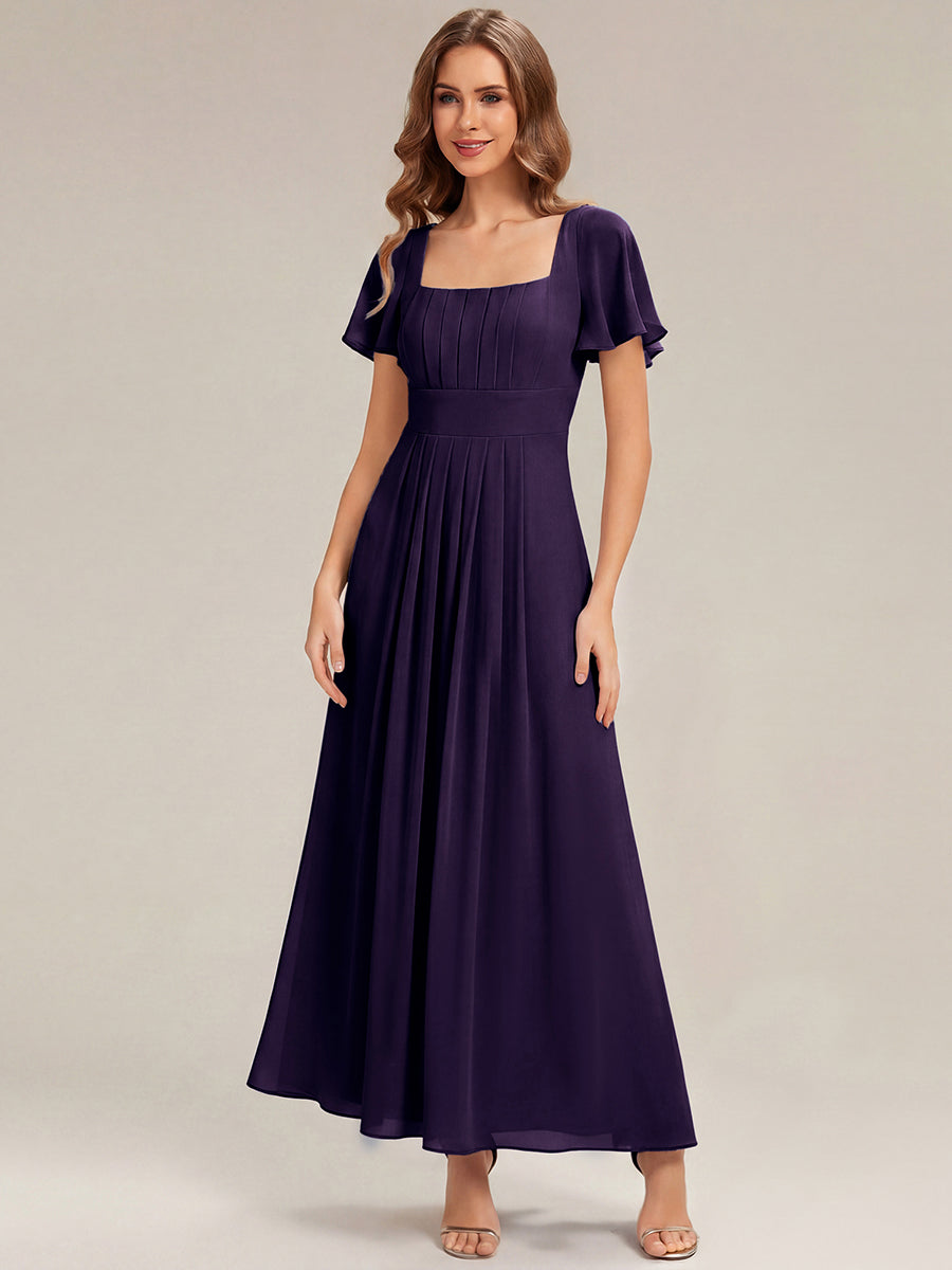 ever AVIEL|Ruched Chiffon Ruffle Sleeve Bridesmaid Dress