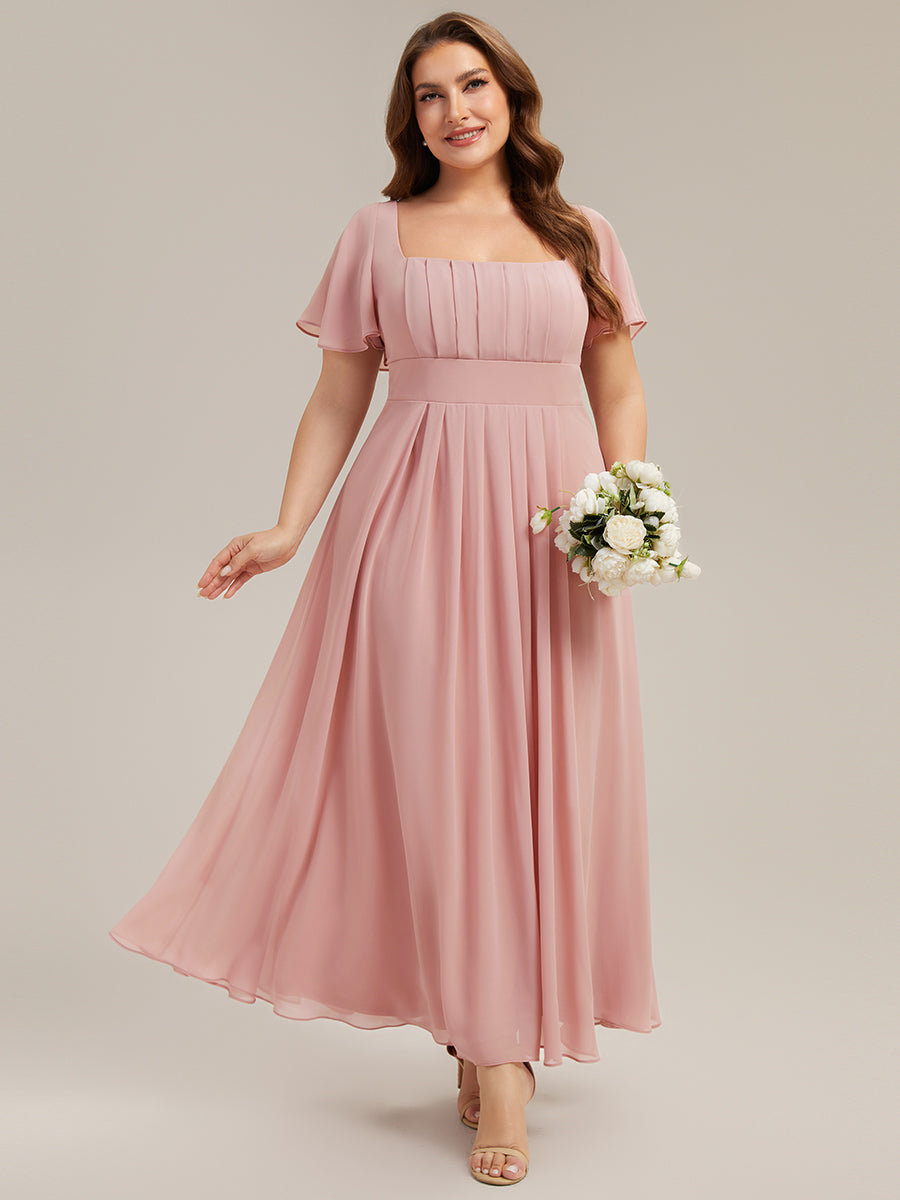ever AVIEL|Ruched Chiffon Ruffle Sleeve Bridesmaid Dress