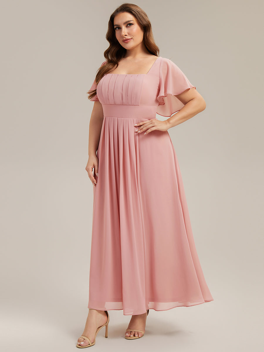 ever AVIEL|Ruched Chiffon Ruffle Sleeve Bridesmaid Dress