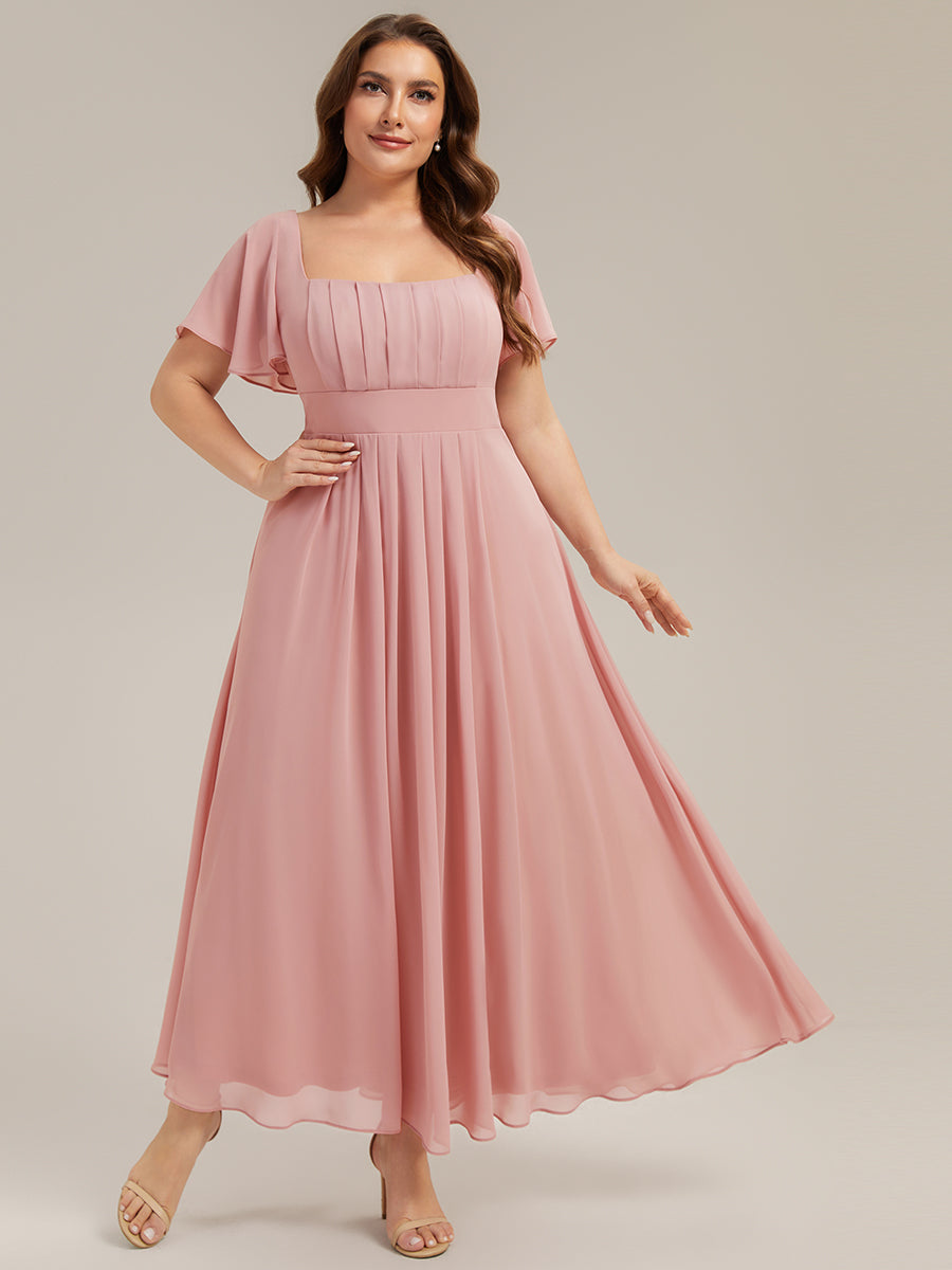 ever AVIEL|Ruched Chiffon Ruffle Sleeve Bridesmaid Dress