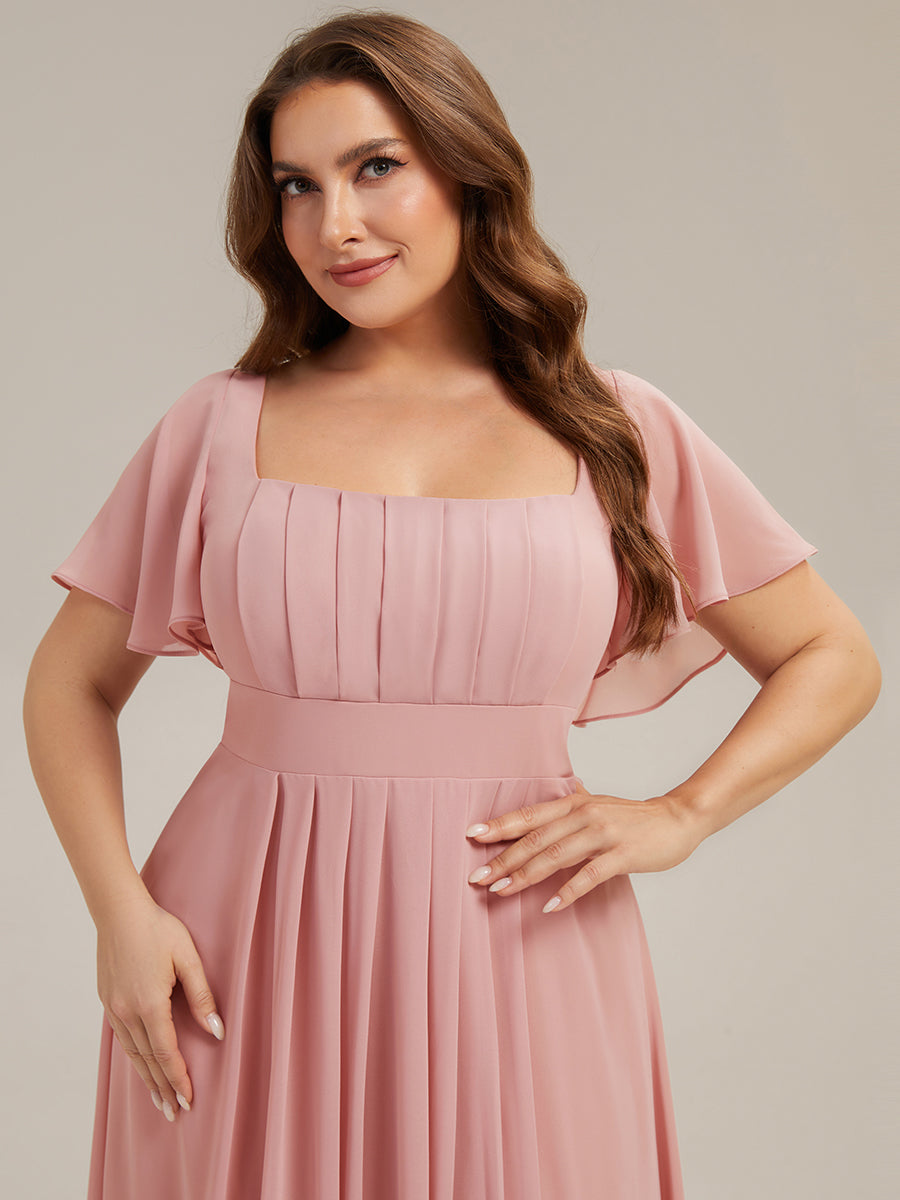 ever AVIEL|Ruched Chiffon Ruffle Sleeve Bridesmaid Dress