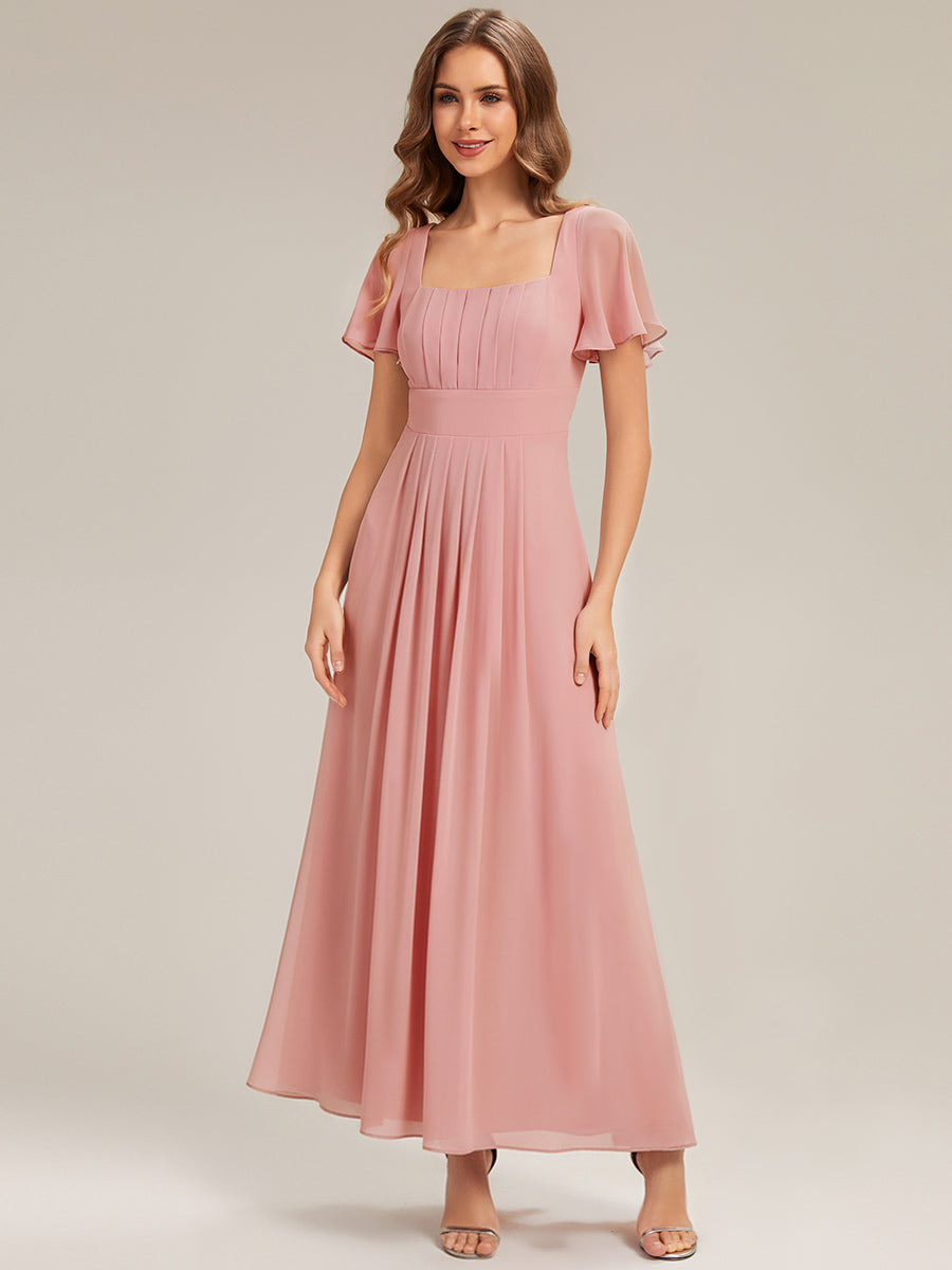 ever AVIEL|Ruched Chiffon Ruffle Sleeve Bridesmaid Dress