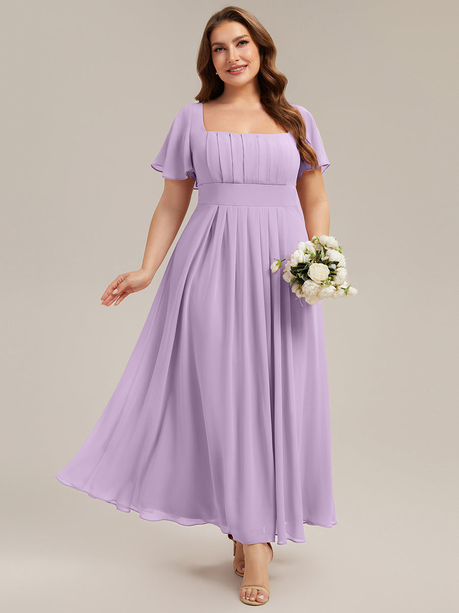 ever AVIEL|Ruched Chiffon Ruffle Sleeve Bridesmaid Dress
