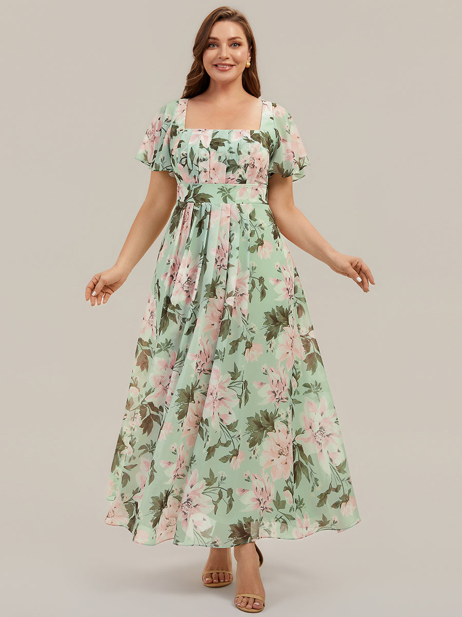 ever AVIEL|Ruched Chiffon Ruffle Sleeve Bridesmaid Dress