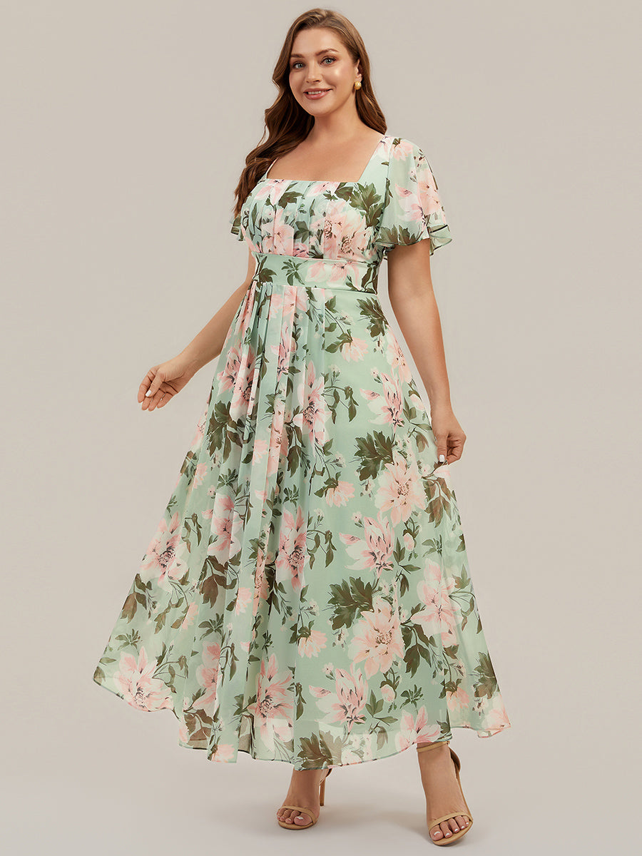 ever AVIEL|Ruched Chiffon Ruffle Sleeve Bridesmaid Dress