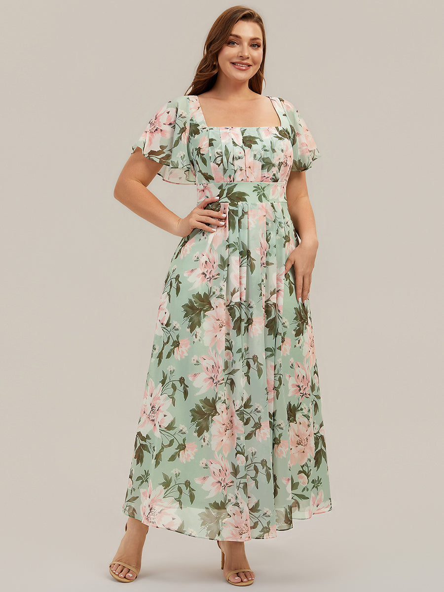 ever AVIEL|Ruched Chiffon Ruffle Sleeve Bridesmaid Dress