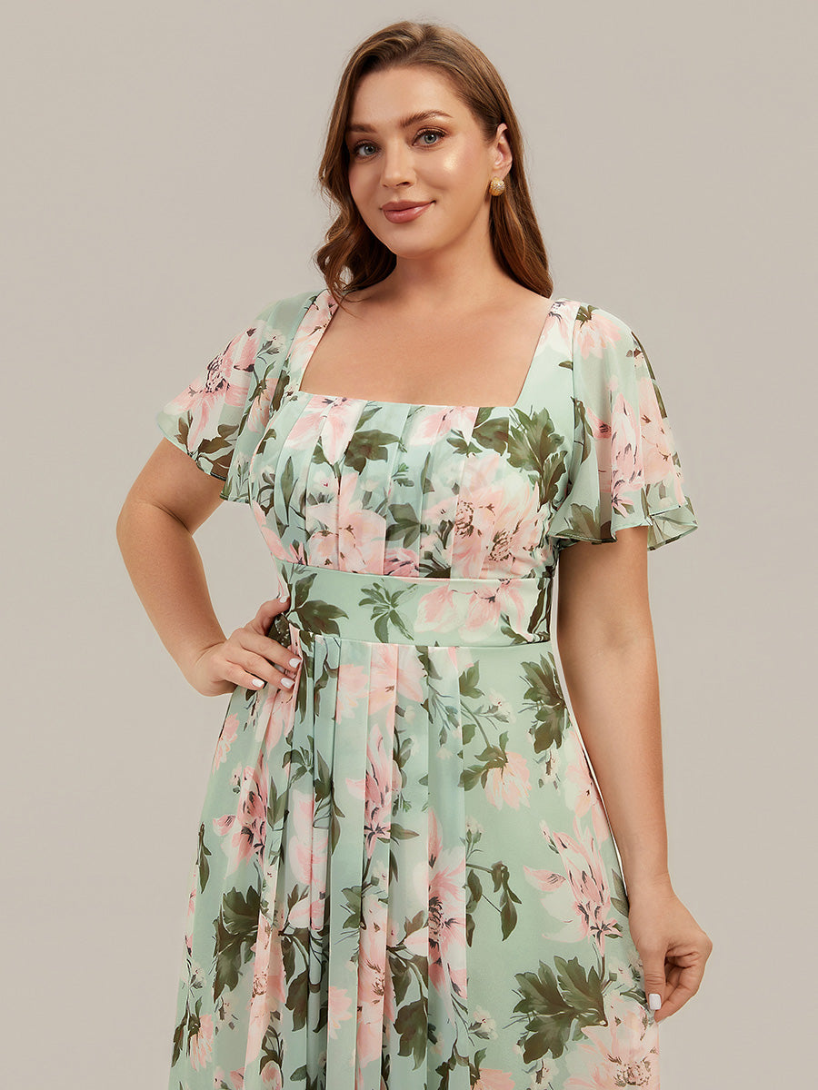 ever AVIEL|Ruched Chiffon Ruffle Sleeve Bridesmaid Dress