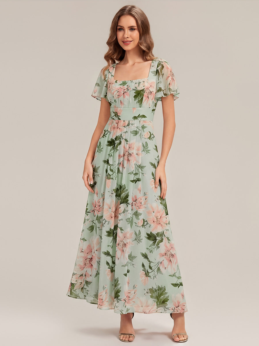 ever AVIEL|Ruched Chiffon Ruffle Sleeve Bridesmaid Dress