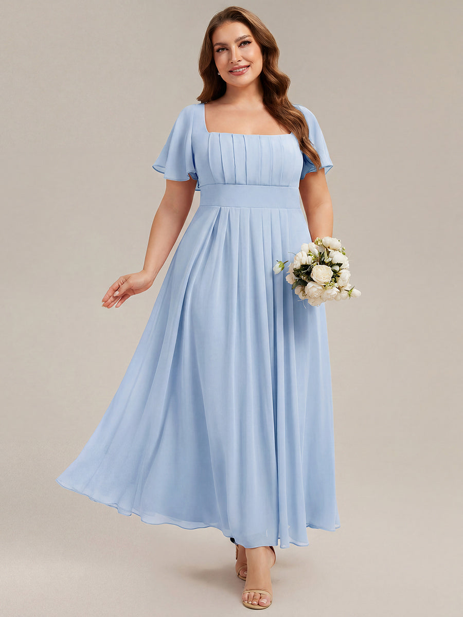 ever AVIEL|Ruched Chiffon Ruffle Sleeve Bridesmaid Dress