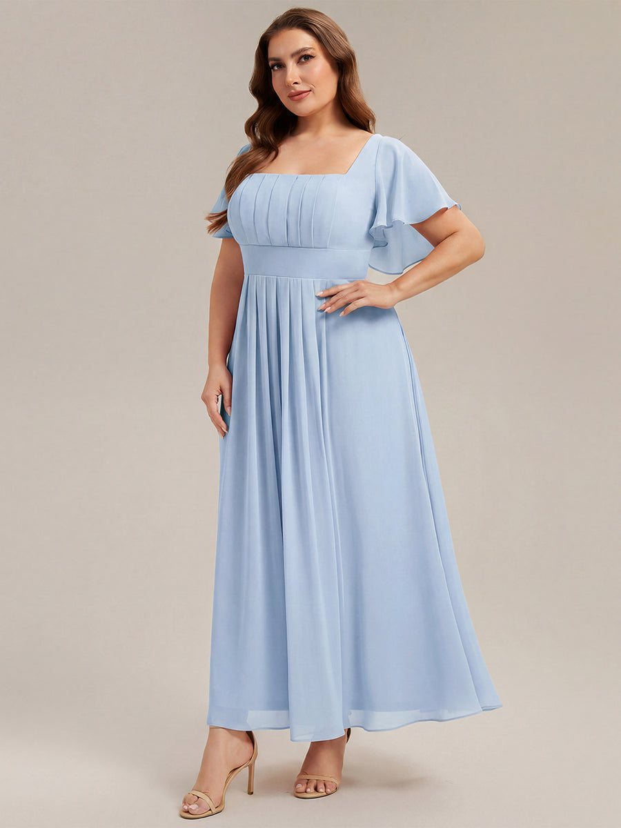 ever AVIEL|Ruched Chiffon Ruffle Sleeve Bridesmaid Dress