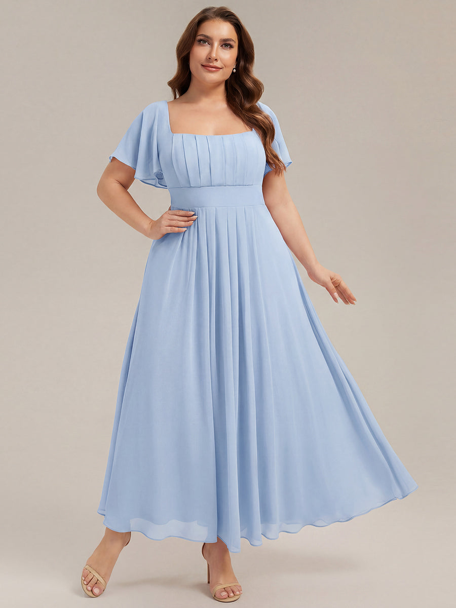 ever AVIEL|Ruched Chiffon Ruffle Sleeve Bridesmaid Dress
