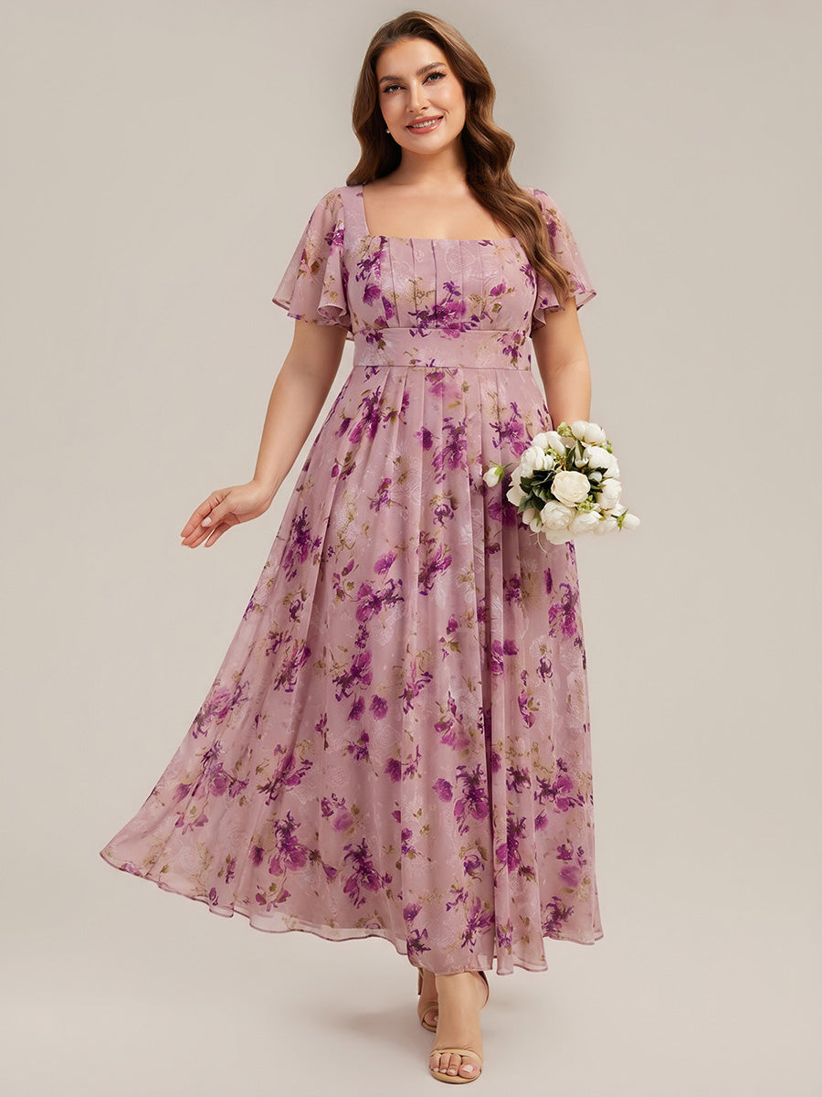 ever AVIEL|Ruched Chiffon Ruffle Sleeve Bridesmaid Dress