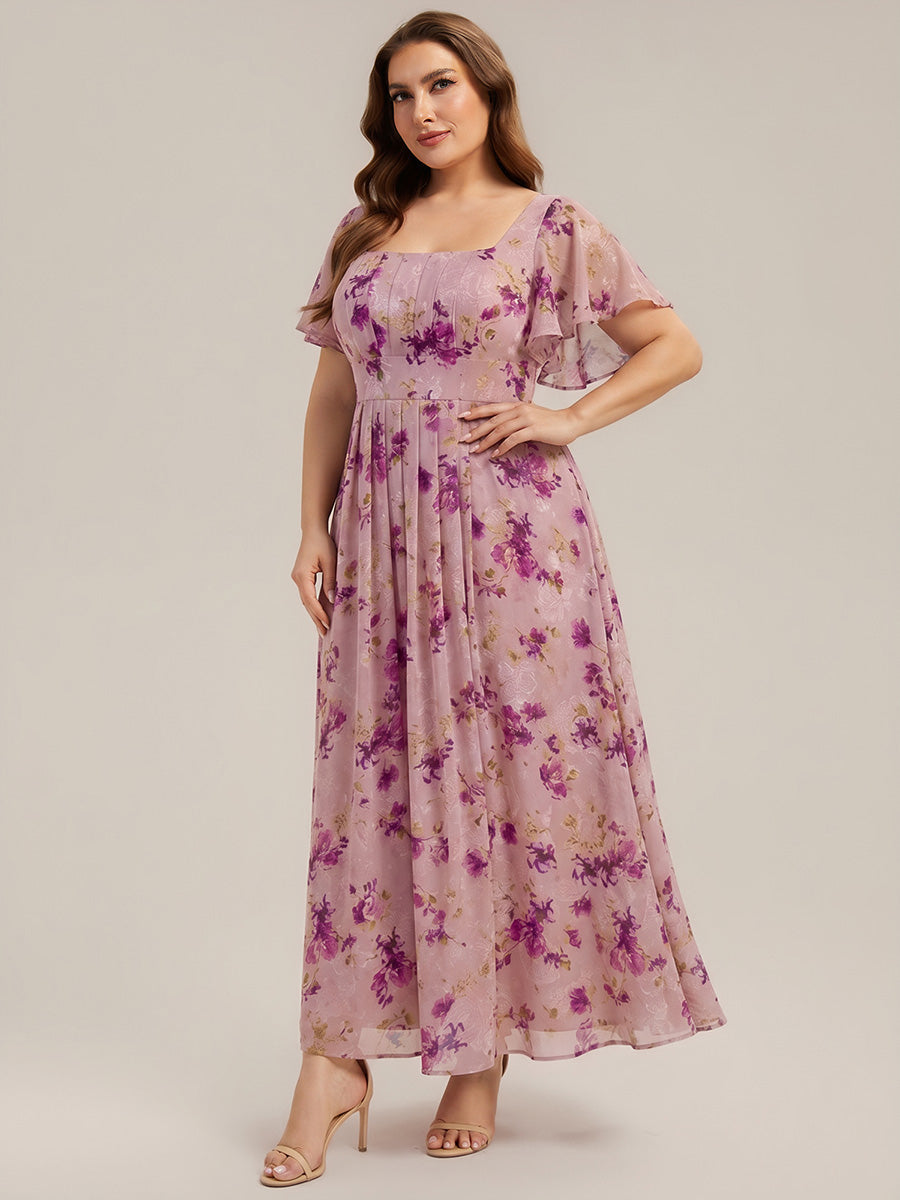 ever AVIEL|Ruched Chiffon Ruffle Sleeve Bridesmaid Dress