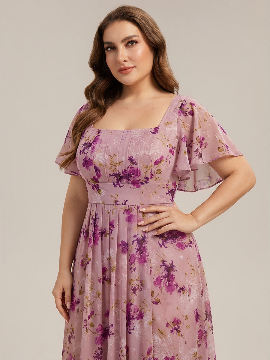 ever AVIEL|Ruched Chiffon Ruffle Sleeve Bridesmaid Dress