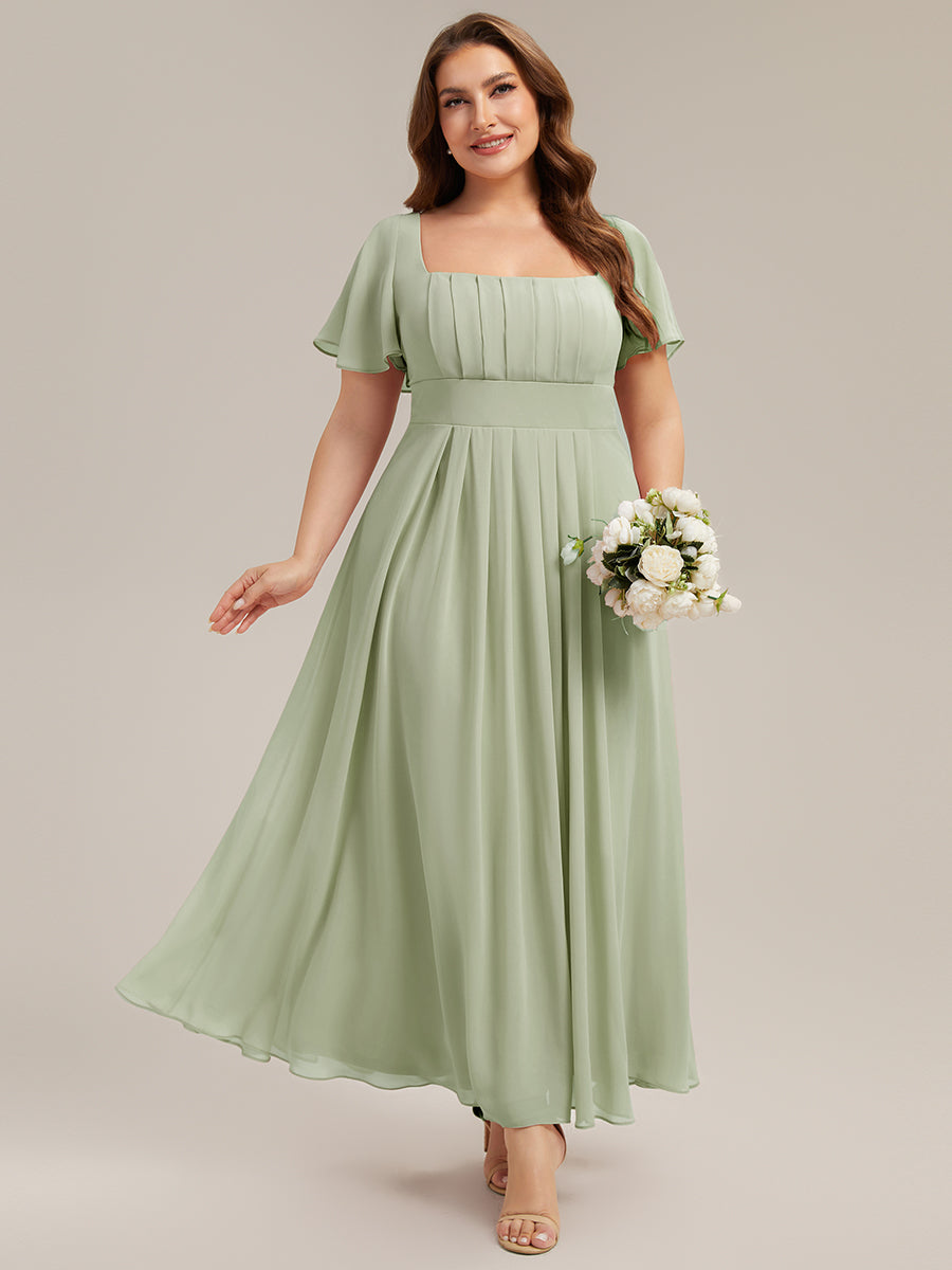 ever AVIEL|Ruched Chiffon Ruffle Sleeve Bridesmaid Dress