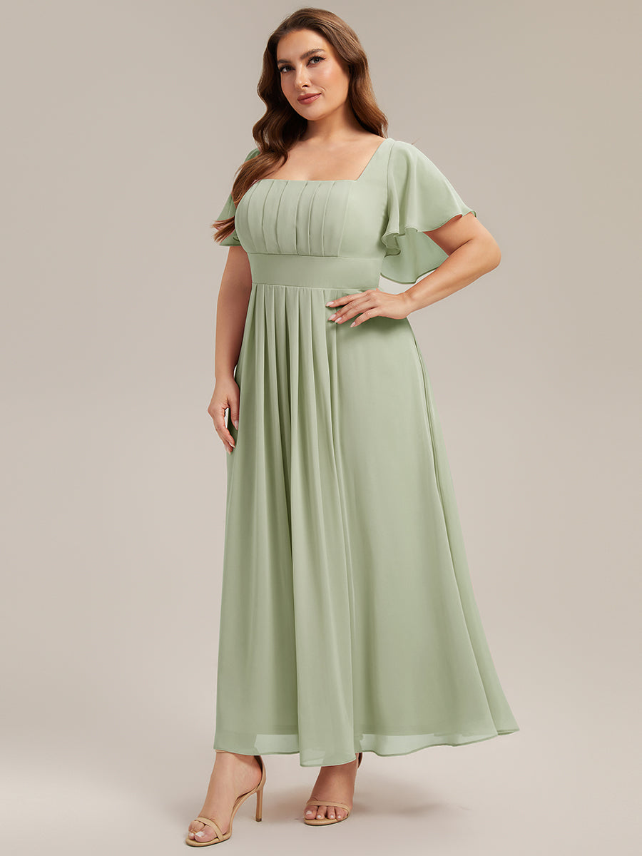 ever AVIEL|Ruched Chiffon Ruffle Sleeve Bridesmaid Dress