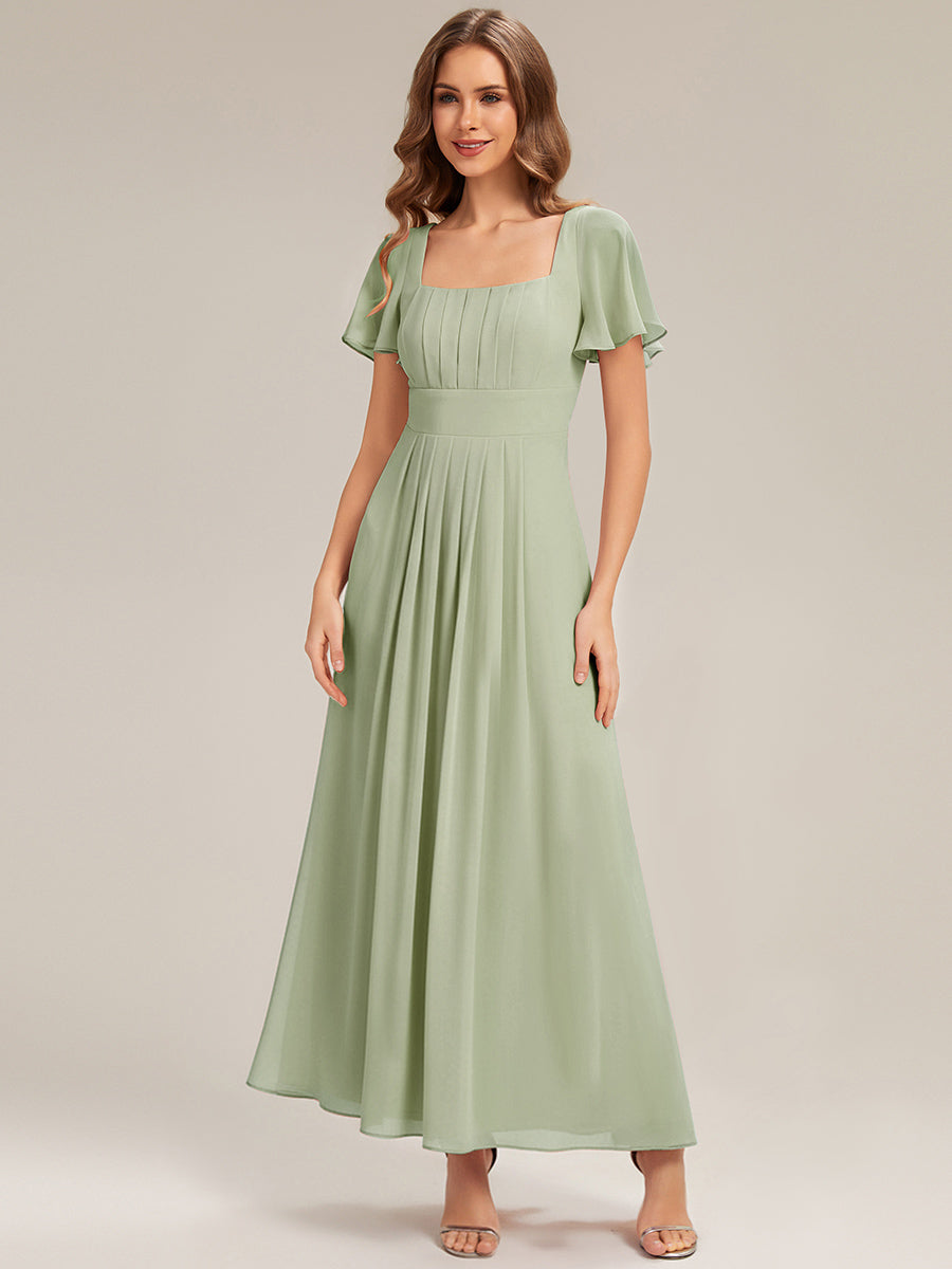 ever AVIEL|Ruched Chiffon Ruffle Sleeve Bridesmaid Dress