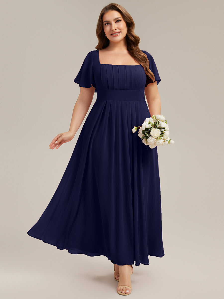 ever AVIEL|Ruched Chiffon Ruffle Sleeve Bridesmaid Dress