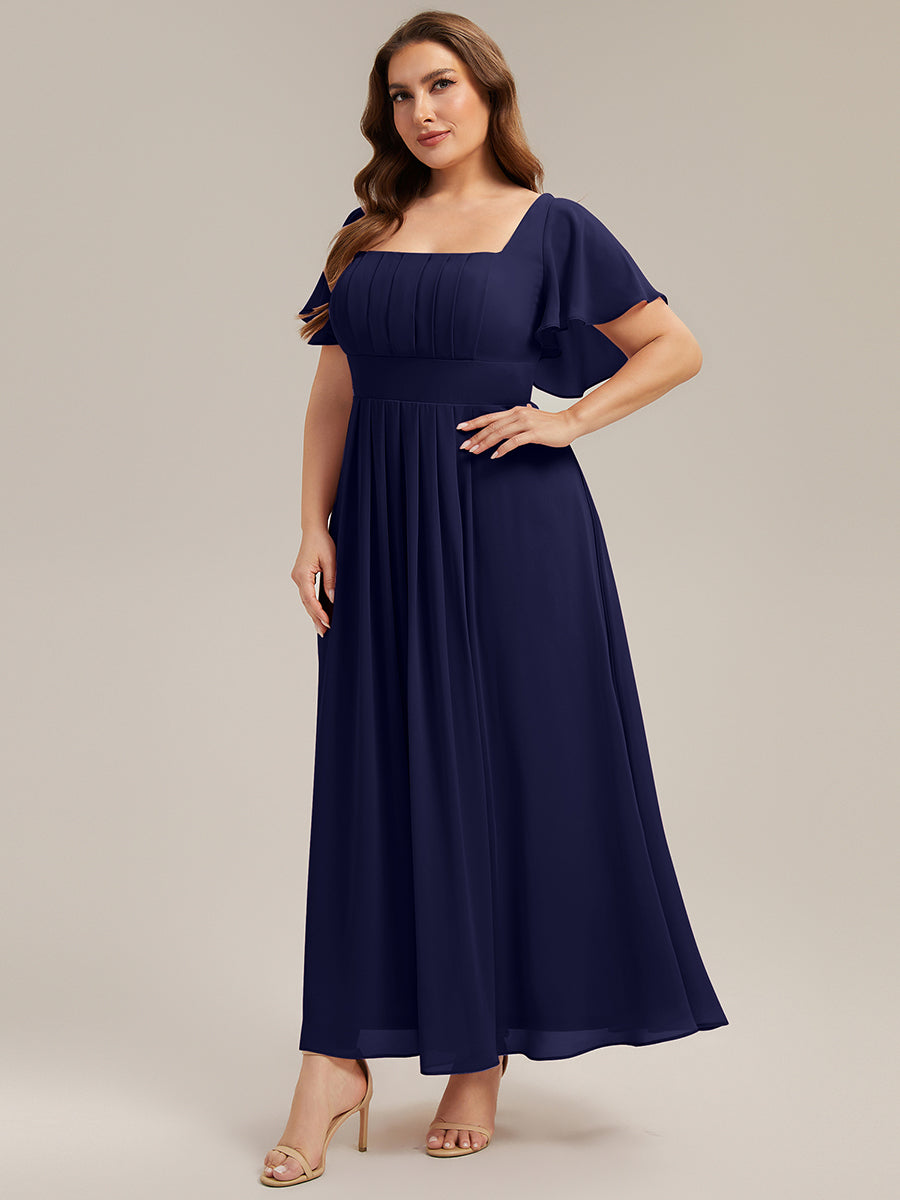 ever AVIEL|Ruched Chiffon Ruffle Sleeve Bridesmaid Dress