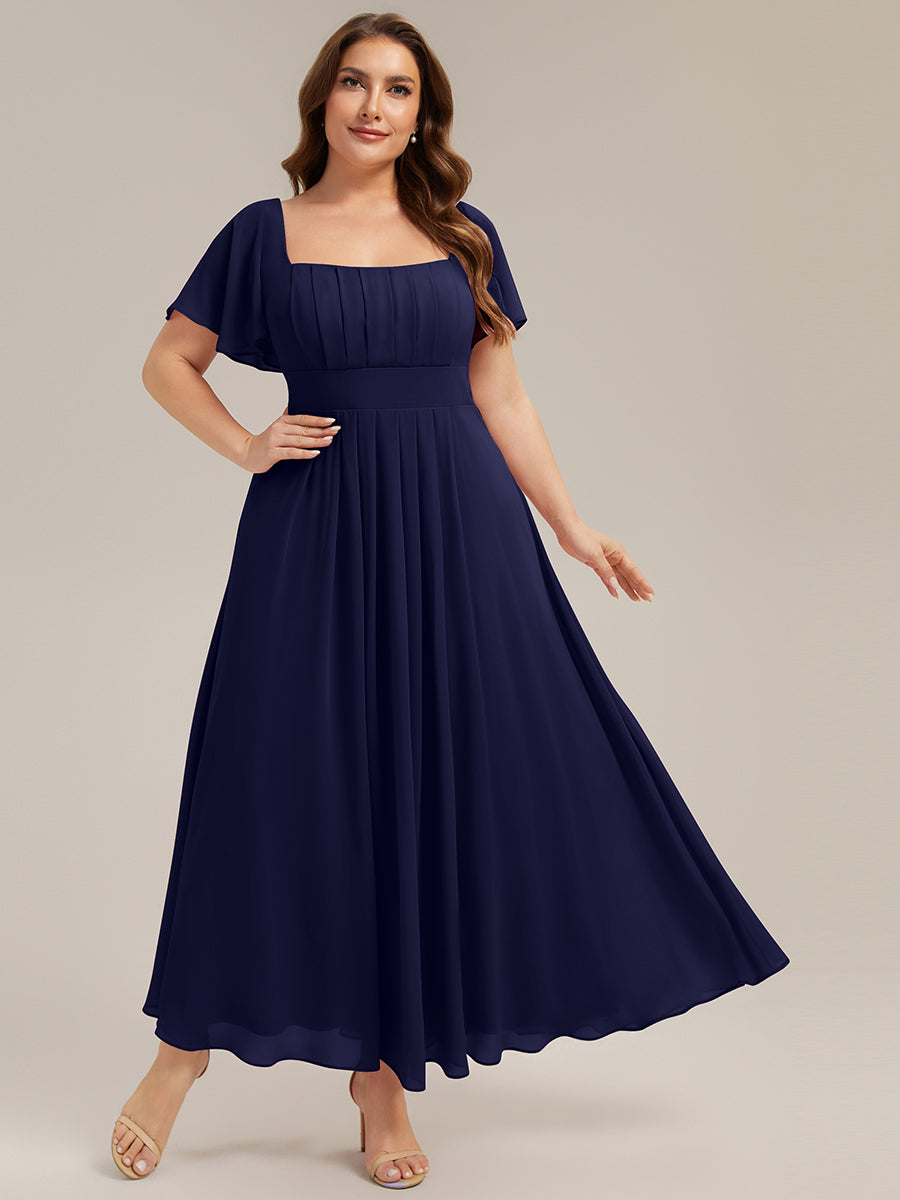 ever AVIEL|Ruched Chiffon Ruffle Sleeve Bridesmaid Dress