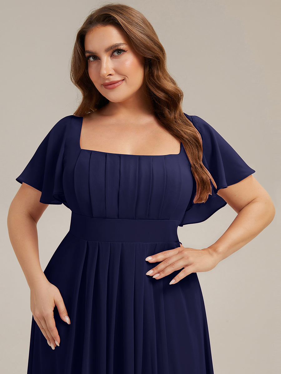 ever AVIEL|Ruched Chiffon Ruffle Sleeve Bridesmaid Dress