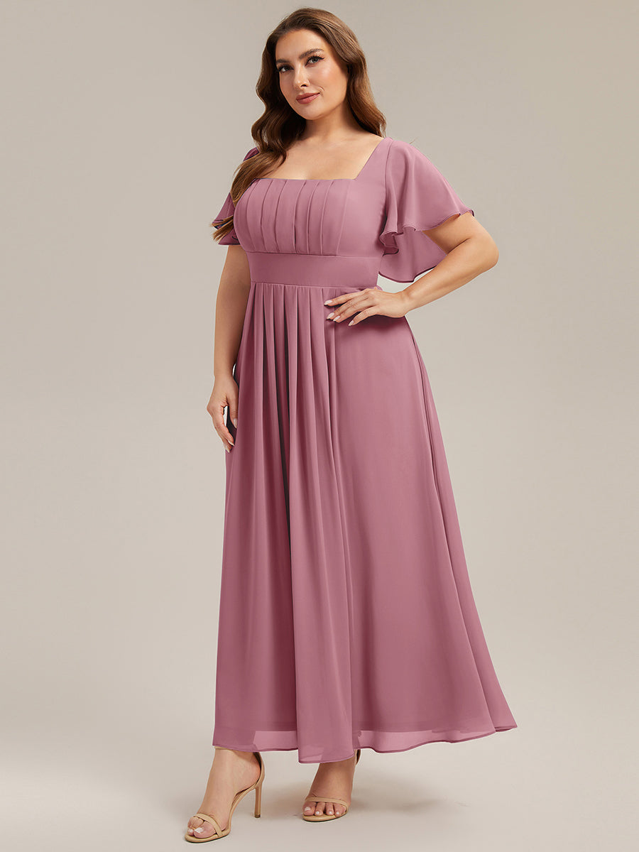 ever AVIEL|Ruched Chiffon Ruffle Sleeve Bridesmaid Dress