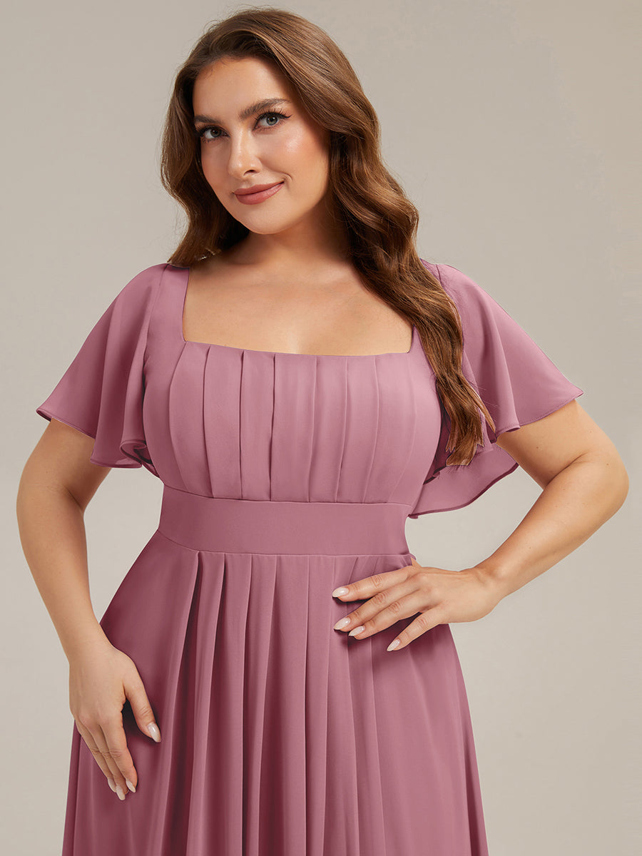 ever AVIEL|Ruched Chiffon Ruffle Sleeve Bridesmaid Dress