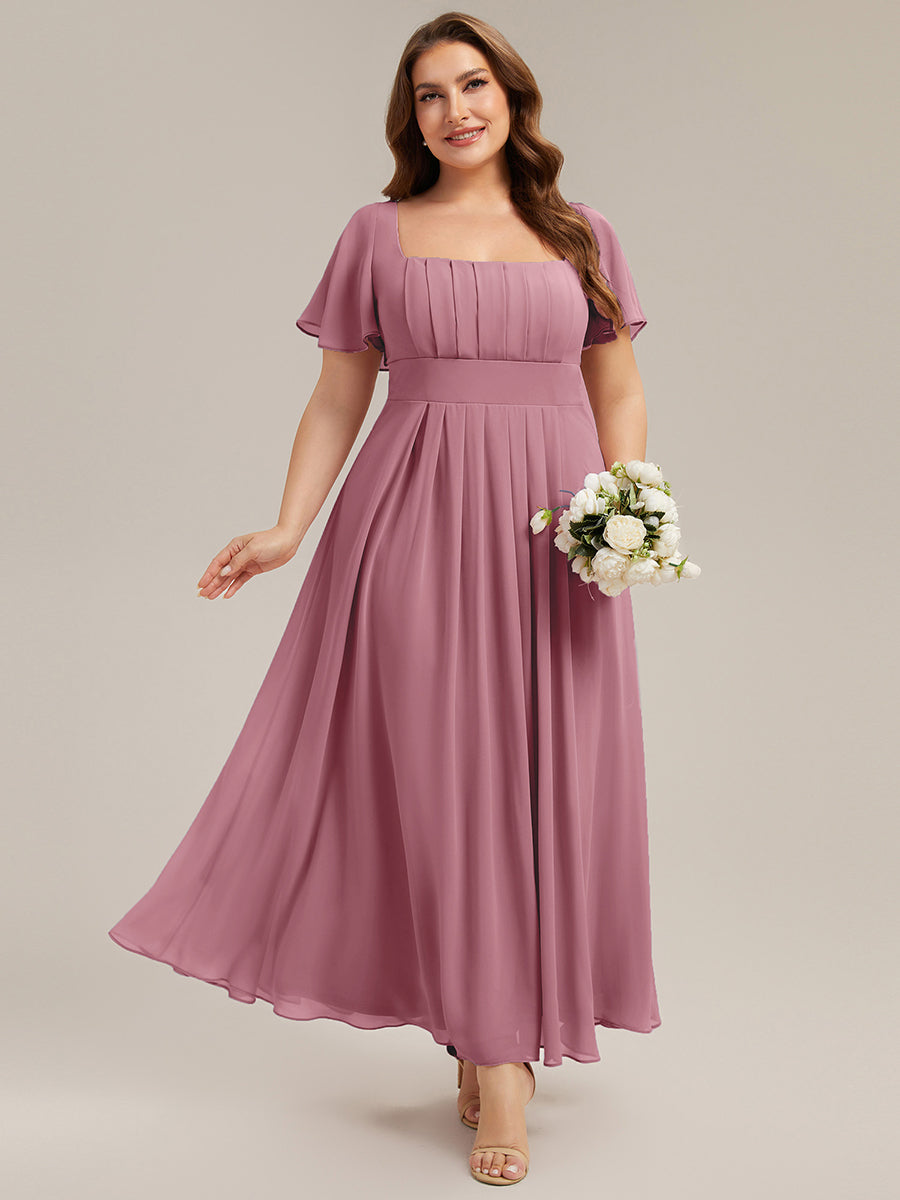 ever AVIEL|Ruched Chiffon Ruffle Sleeve Bridesmaid Dress
