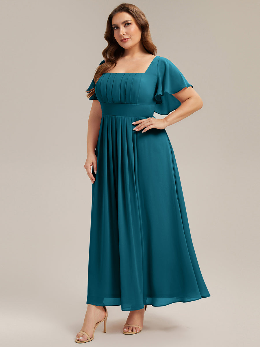 ever AVIEL|Ruched Chiffon Ruffle Sleeve Bridesmaid Dress